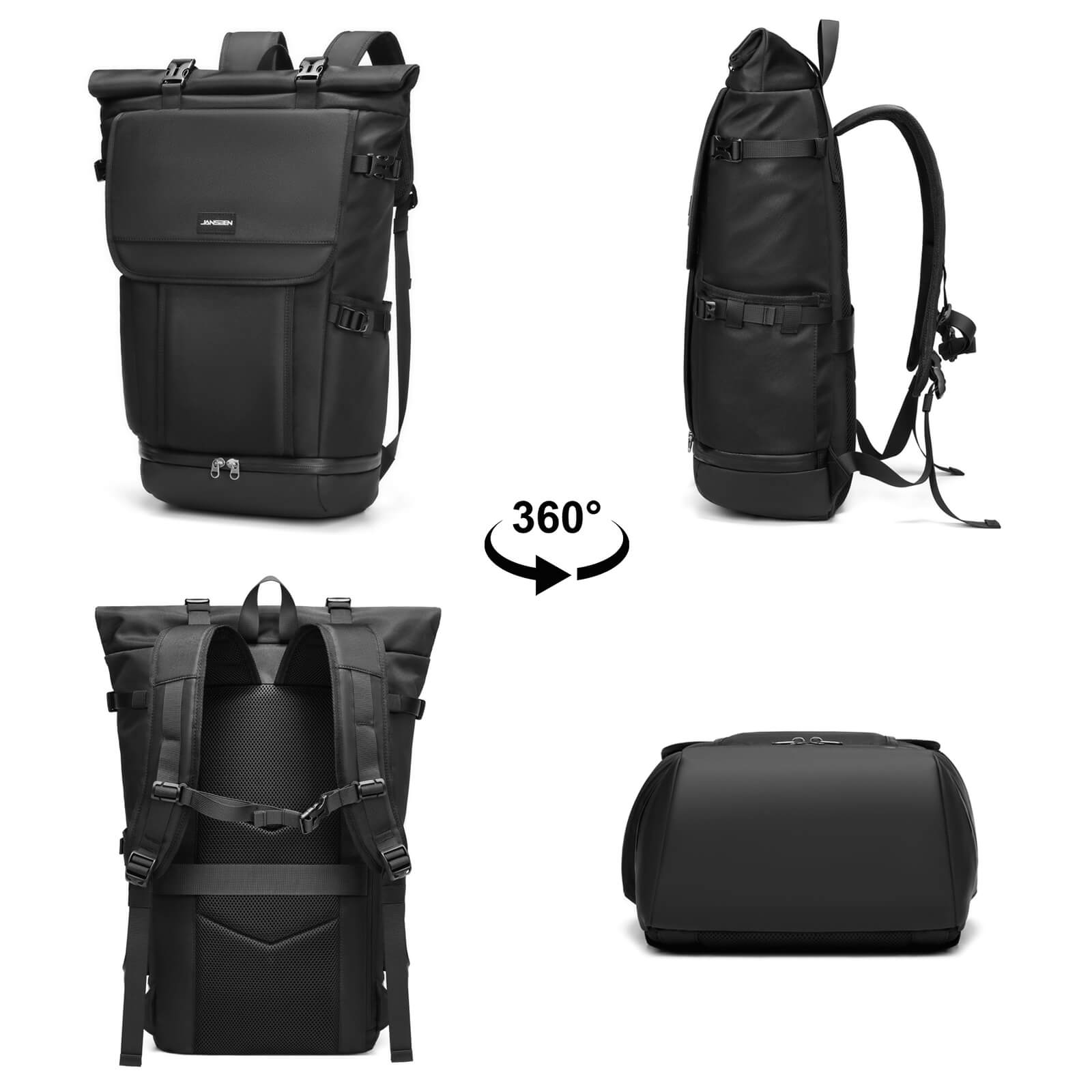 rolltop-backpack-shoes-compartment-Jansben-E058-show-each-side